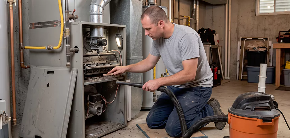 Burner and Heater Compartment Lint Removal in Franklin Township