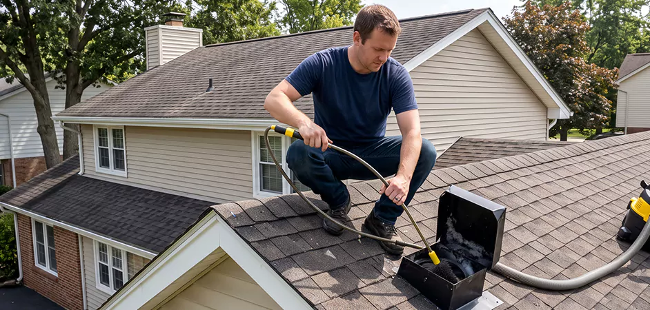 Multi-Story Roof Dryer Vent Cleaning in Franklin Township